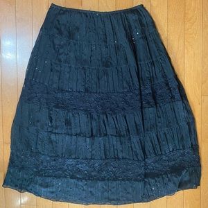 Black Sequined Eyelet Maxi Skirt - Sz XL